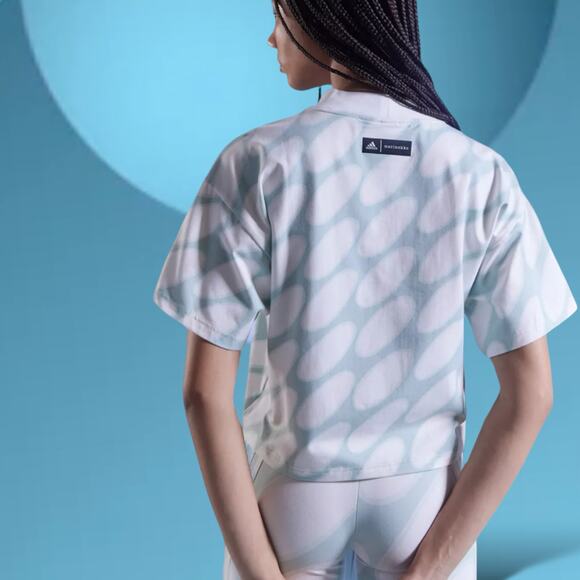 Adidas X Marimekko Future Icons 3- stripes Tee, Size S, Cloud White/ Green - Picture 3 of 13